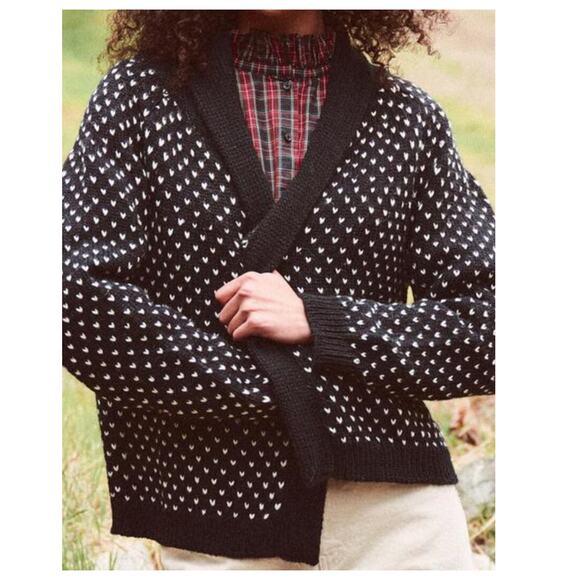 THE GREAT. Black and White Patterned Cardigan - Picture 3 of 11
